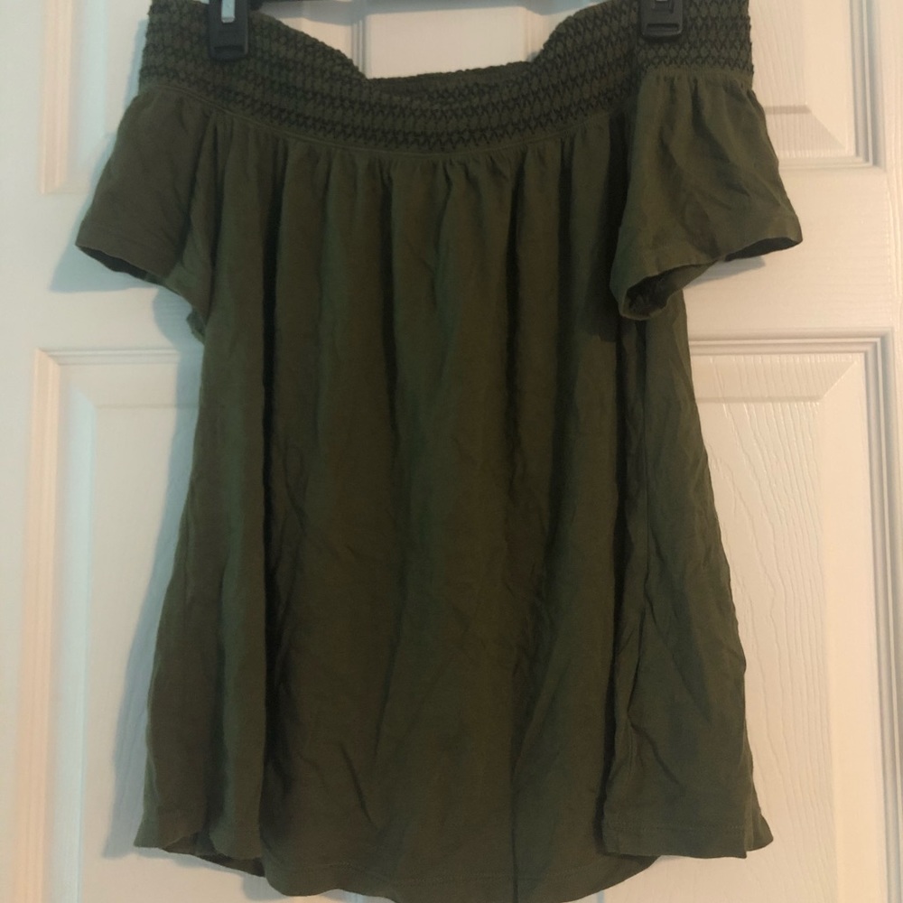 Green off the shoulder top